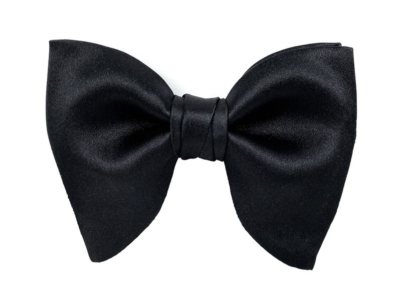 Black Oversized Butterfly Bow Tie, Formal Tuxedo Butterfly Bow Tie, Pre-tied bow tie, Black Wedding bow tie, Groomsman bow tie Bow tie ONLY