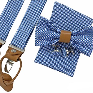 Wedding bow tie, Suspenders, Cufflinks, Pocket square, Braces for buttons, Suspenders for buttons, Bow tie with leather, braces with leather