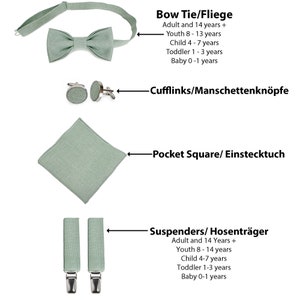 Light Sage Green color accessories for man, youth, child, toddler, baby, boys: Bow tie, suspenders, braces, cufflinks, pocket square zdjęcie 4