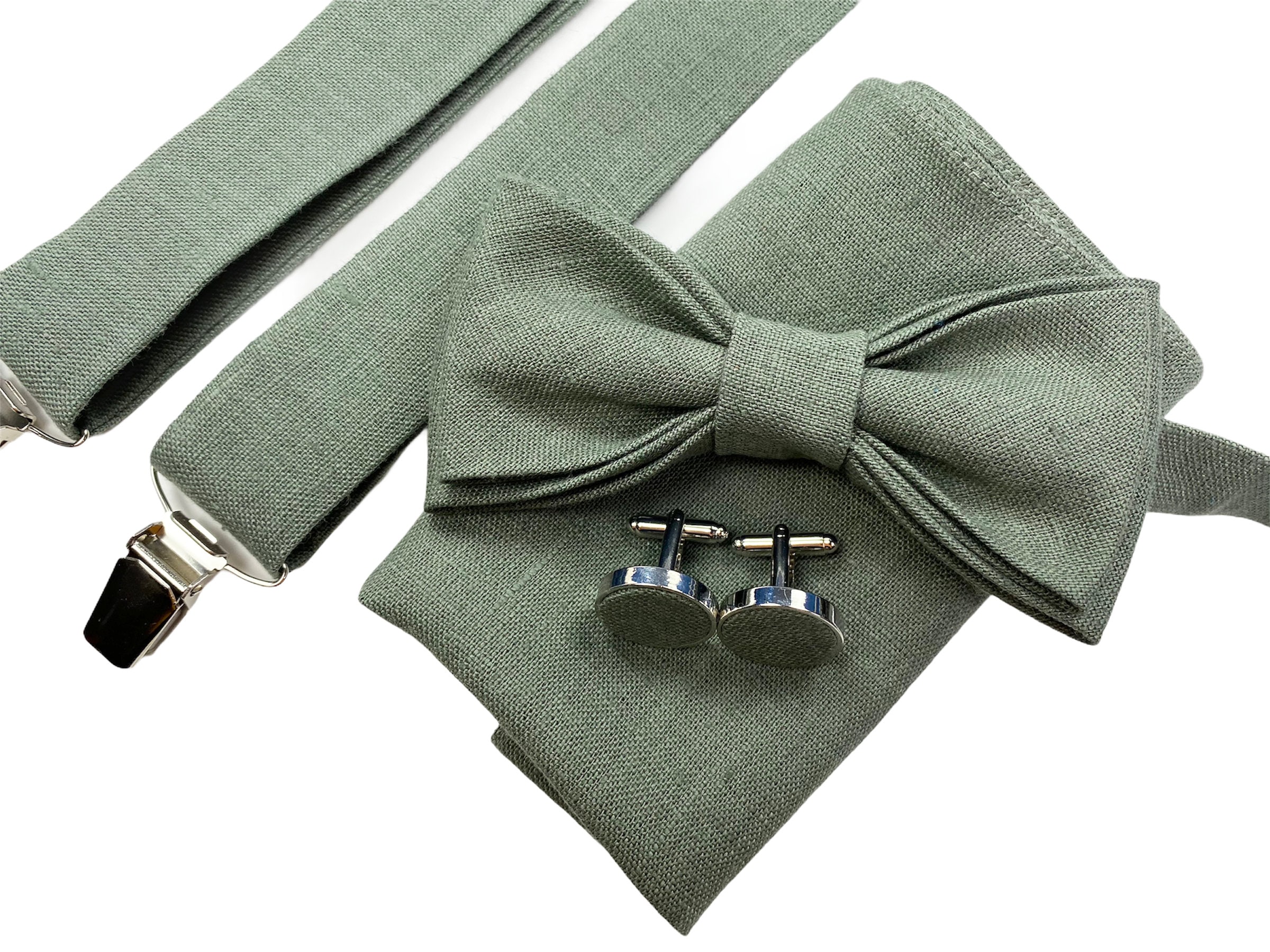 Tie Neck tie with Handkerchief Green Bright Metallic 