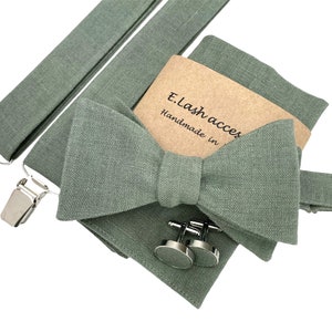 Benutzerdefinierte Farbe Leinen Self Tie Fliege, Leinen Einstecktuch, Leinen Hosenträger, Leinen Hosenträger, Fliege für Männer, Fliegen