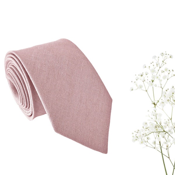 Dusty rose linen tie - Dusty rose tie - Dusty rose pocket square - Dusty rose suspenders- Dusty rose braces - Dusty rose accessories