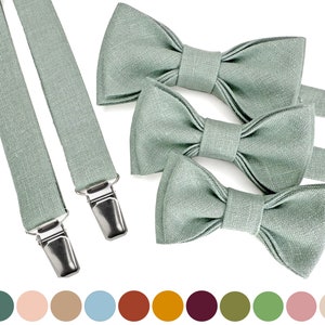 Light Sage Green color accessories for man, youth, child, toddler, baby, boys: Bow tie, suspenders, braces, cufflinks, pocket square zdjęcie 1