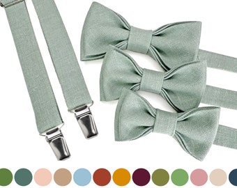 Light Sage Green color accessories for man, youth, child, toddler, baby, boys: Bow tie, suspenders, braces, cufflinks, pocket square