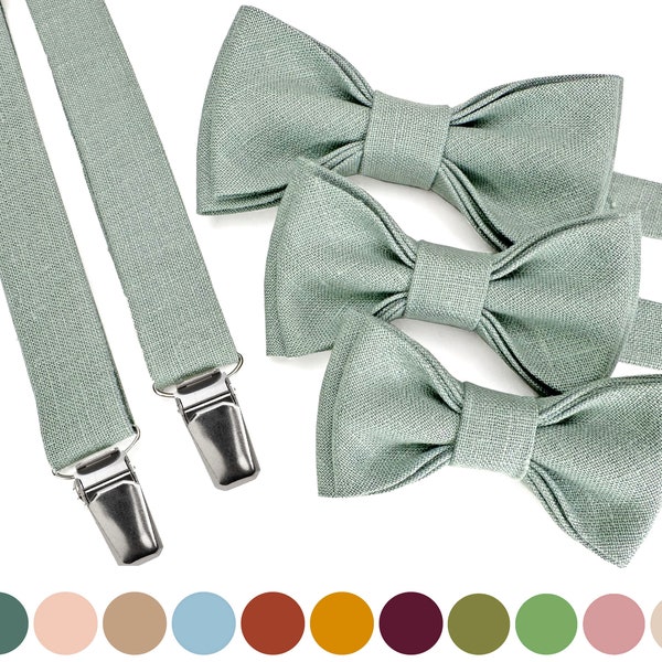 Light Sage Green color accessories for man, youth, child, toddler, baby, boys: Bow tie, suspenders, braces, cufflinks, pocket square