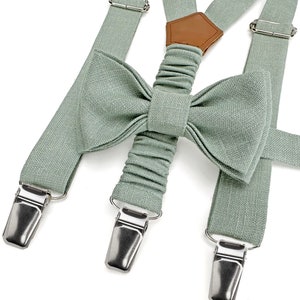 Light Sage Green color accessories for man, youth, child, toddler, baby, boys: Bow tie, suspenders, braces, cufflinks, pocket square zdjęcie 2