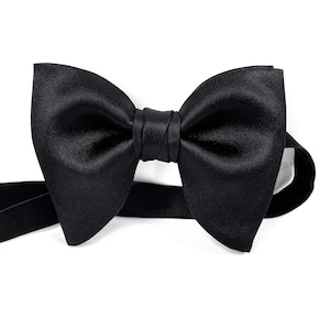 Black Oversized Butterfly Bow Tie, Formal Tuxedo Butterfly Bow Tie, Pre-tied bow tie, Black Wedding bow tie, Groomsman bow tie image 6