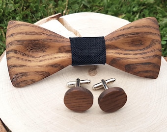 Wooden bow tie- wooden bow tie and cufflinks- bow tie for weddings- wedding accessories- gift for men- handcrafted bow tie- wooden cufflinks