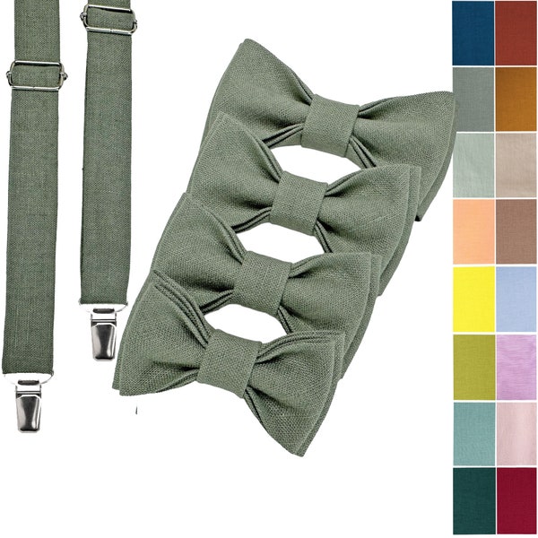 Sage Green or other color accessories for man, youth, child, toddler, baby, boys: Bow tie, suspenders, braces, cufflinks, handkerchief