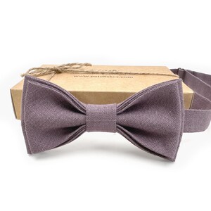 Custom Linen bow tie, Linen bow tie, Linen pocket square, Rose taupe suspenders, Groomsmen bow tie, Bow tie for men, Rose taupe bow tie