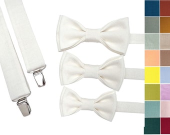 Ivory or other color accessories for man, youth, child, toddler, baby, boys: Bow tie, suspenders, braces, cufflinks, pocket square