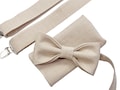 Custom Beige bow tie, Linen bow tie, Linen pocket square, Beige suspenders, beige braces, Groomsmen bow tie, Bow tie for men, beige bow tie