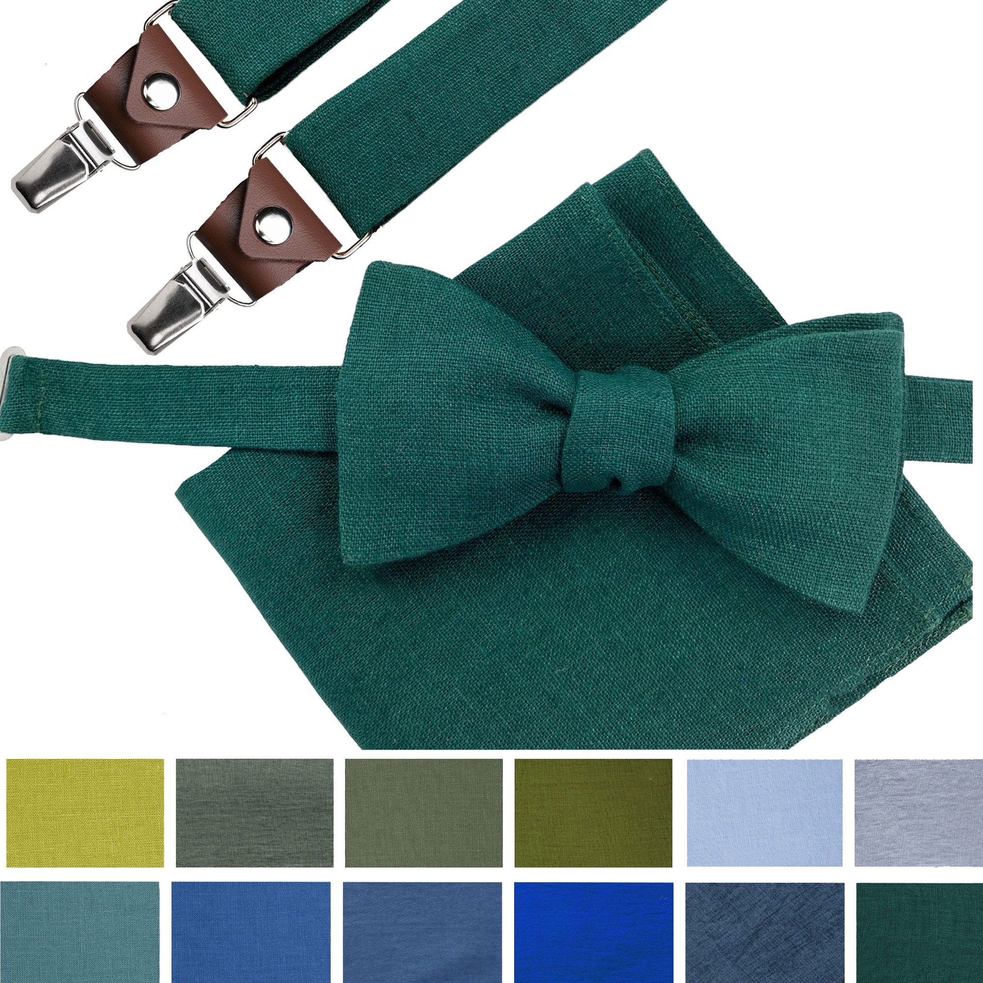 Papillon Uomo Con Fazzoletto - Set Elegante Autoreggente Per Matrimoni E Eventi - Foto 5