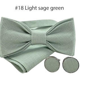 Light Sage Green color accessories for man, youth, child, toddler, baby, boys: Bow tie, suspenders, braces, cufflinks, pocket square zdjęcie 5
