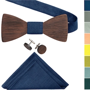 Wooden bow tie- wooden bow tie and cufflinks- Accessories for weddings- wedding accessories- suspenders- wooden cufflinks- pocket square