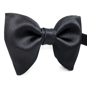 Black Oversized Butterfly Bow Tie, Formal Tuxedo Butterfly Bow Tie, Pre-tied bow tie, Black Wedding bow tie, Groomsman bow tie image 5