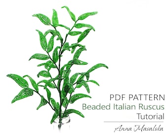 Padrões em PDF - Ruscus com miçangas francesas, Verdes para buquês, Tutoriais de miçangas, Decoração para casa