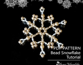 Padrões em PDF - Floco de neve de contas, enfeite de contas, decoração de Natal, padrões de contas simples, tutorial de contas