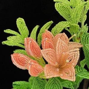 PDF Pattern French Beaded Rododendron Flowers, seed bead flower tutorials, DIY Beading Project image 5