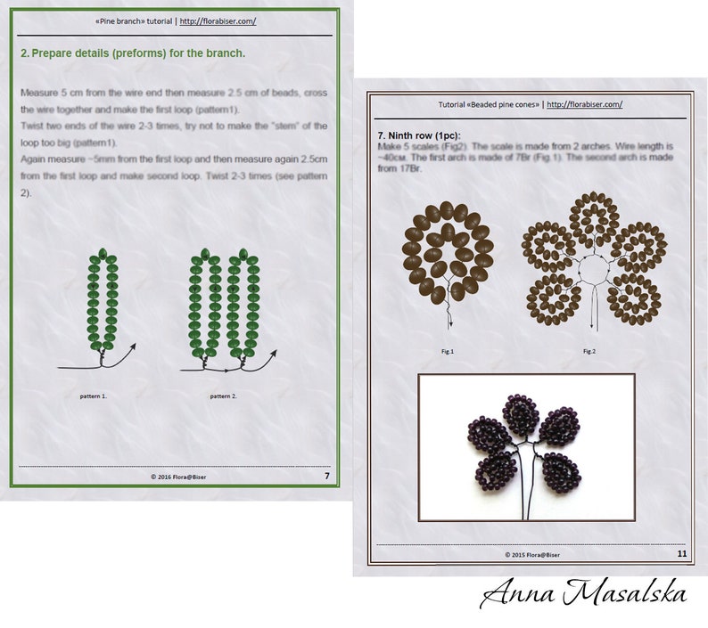 PDF Pattern Beaded Pine branch with cones, Seed bead weaving tutorial, Christmas Decor image 8