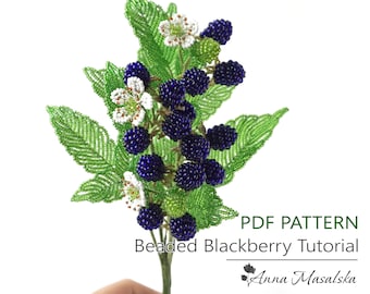 Molde em PDF - Amora-preta francesa com miçangas, Tutorial de flores, Artesanato com miçangas, Projeto de miçangas faça você mesmo