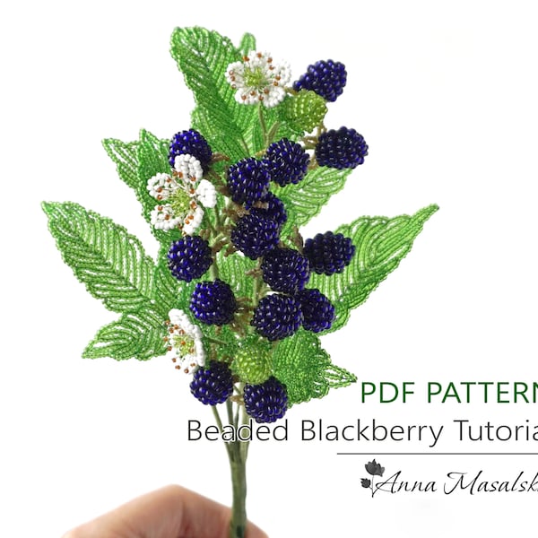 PDF Muster - French Brombeer Perlen, Blumen Tutorial, Rocailles Basteln, DIY Perlen Projekt