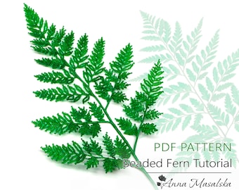 Padrões em PDF - Samambaia com miçangas, Flores e folhas com miçangas, Folha verde, Padrões de flores com miçangas, Tutorial