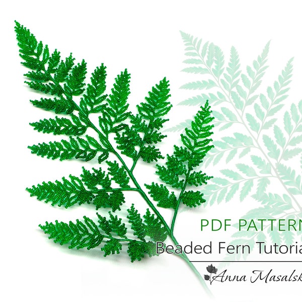 PDF Patterns - Beaded Fern, Beaded Flowers and Leaves, Green leaf, Beaded flowers patterns, Tutorial