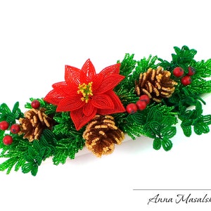 PDF Pattern Beaded Pine branch with cones, Seed bead weaving tutorial, Christmas Decor image 9