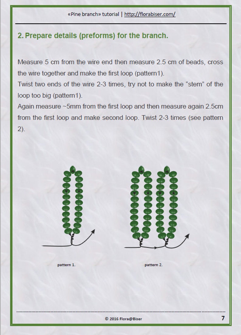 PDF Pattern Beaded Pine branch, Seed beaded tutorial, Christmas Decor image 5