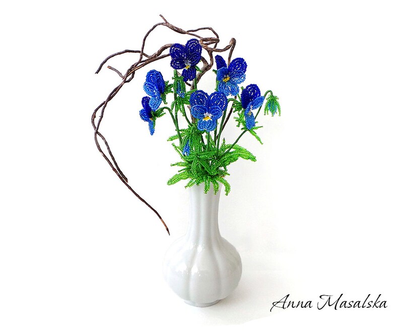 PDF Pattern French Beaded Wild Violet Beaded Blue Flower Etsy