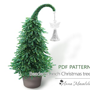 PDF Pattern - Christmas Beaded Grinch Christmas tree, Seed bead weaving tutorial, Christmas Decor