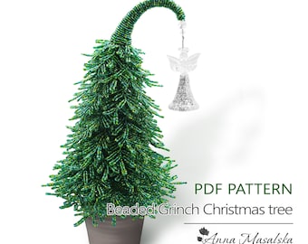 PDF Pattern - Christmas Beaded Grinch Christmas tree, Seed bead weaving tutorial, Christmas Decor