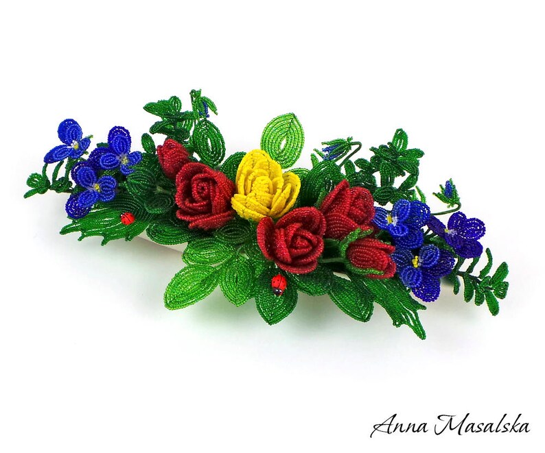 PDF Pattern French Beaded Wild Violet Beaded Blue Flower Etsy