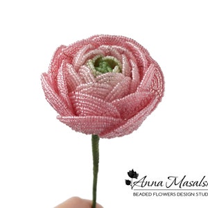 PDF Pattern - French Beaded Ranunсulus, seed bead flower tutorial, DIY Beading Project image 2