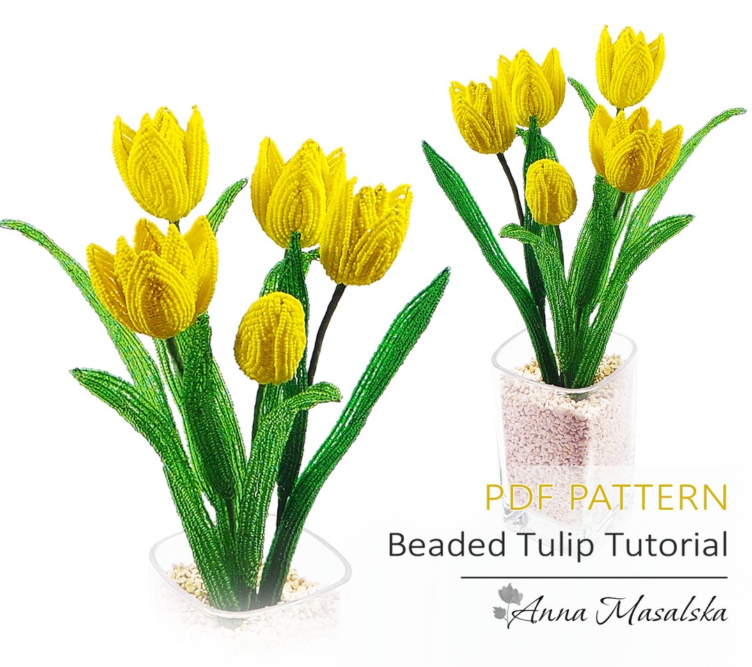 PDF PATTERN French Beaded Tulip, French Beaded Flowers, Beaded Project