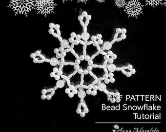 Padrões em PDF - Floco de neve de contas, enfeite de floco de neve, enfeite de contas, decoração de Natal, tutorial de contas, padrões de contas simples