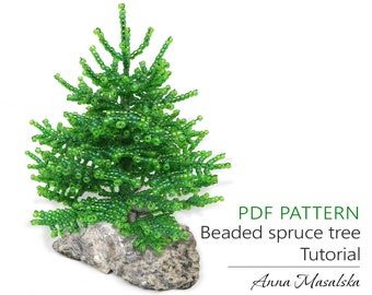 PDF Pattern - Christmas Beaded Tree, Seed bead weaving tutorial, Christmas Decor