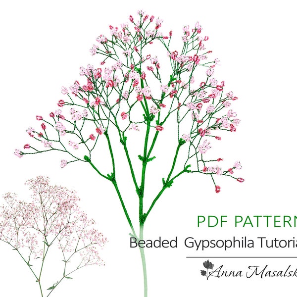 PDF Patterns - Beaded Gypsophila, Beaded Flowers and Leaves, DIY beading project, tutorial, Beaded flowers patterns