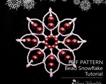 Moldes em PDF - Decoração de Natal, Floco de neve com miçangas, Enfeite com miçangas, Moldes simples com miçangas, Tutorial de miçangas