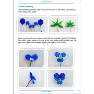 PDF Pattern French Beaded wild violet, Beaded blue flower, beaded flower tutorial, beaded flower project image 5