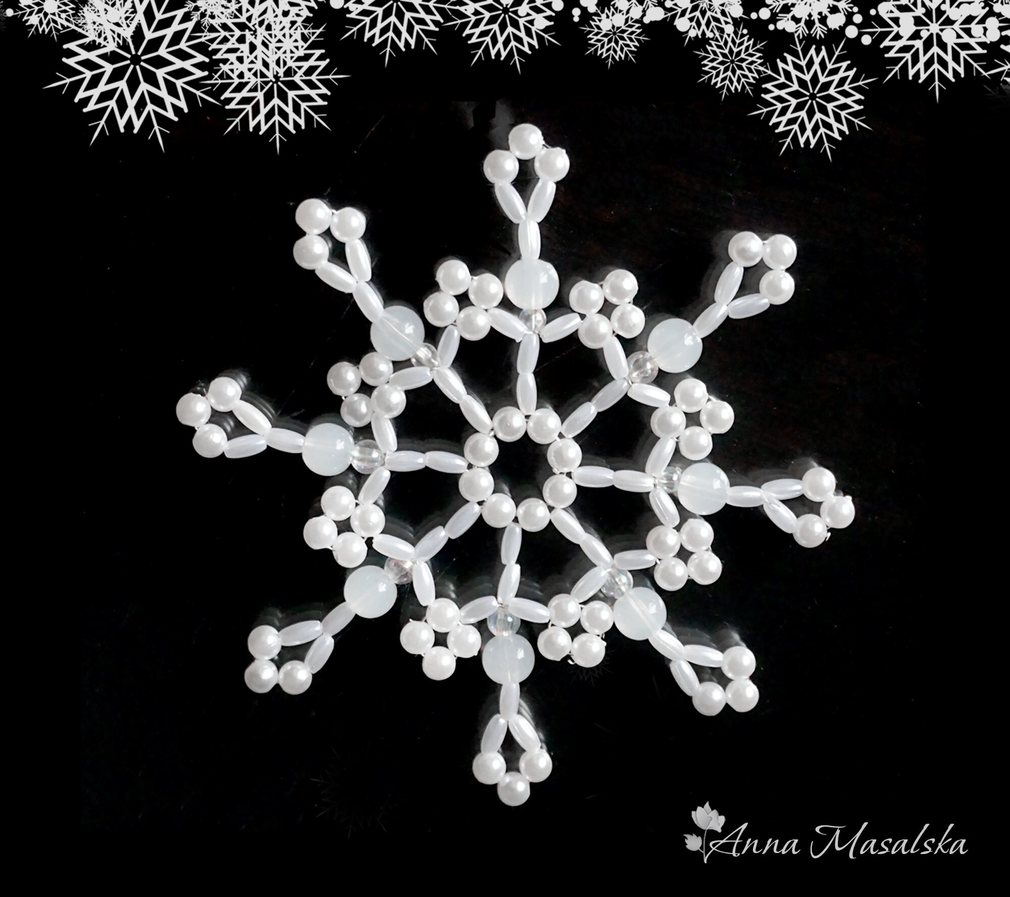 PDF Patterns Bead Snowflake, Snowflake Ornament, Beaded Ornament ...