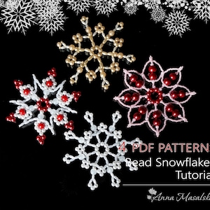 PDF Patterns - Christmas decoration, Bead snowflakes, Beaded Ornaments, Simple Bead Patterns, beading tutorials
