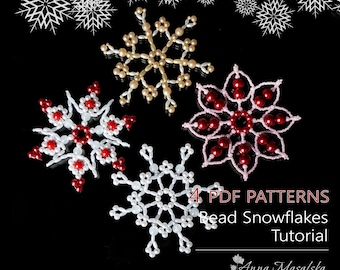Padrões em PDF - Decoração de Natal, Flocos de neve de contas, Enfeites de contas, Padrões de contas simples, Tutoriais de contas
