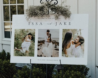 Elegant Wedding Photo Welcome Sign Template, Modern Wedding Welcome Sign Template Download, Printable Welcome Poster, Editable Sign #ISSA