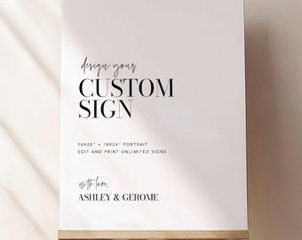 Printable Custom Sign Template, Minimalist Wedding Sign, Modern Wedding Sign, Custom Wedding Sign, Editable Sign, Templett #059 ASHLEY