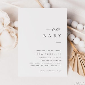 Sjabloon babyshower, moderne uitnodiging babyshower, elegante babyshower, afdrukbare babyshower meisje M36