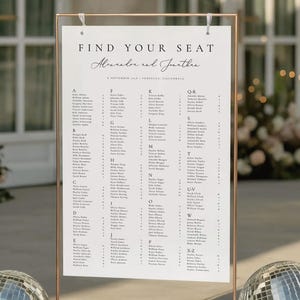 Alphabetical Seating Chart Template, Minimalist Wedding Seating Sign, Alphabetical Table Plan, Printable Seating Chart, Canva #10 ALEX