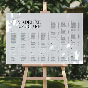 Alphabetical Seating Chart Template, Minimalist Wedding Seating Sign, Alphabetical Table Plan, Printable Seating Chart, Canva #MB01 MADDIE