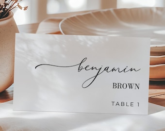 Minimalist Wedding Place Cards Template: Modern Seating, Editable Canva Design (Digital Download